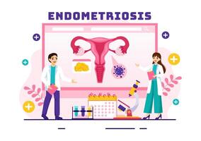 endometriosi vettore illustrazione con condizione il endometrio cresce al di fuori il uterino parete nel donne per trattamento nel piatto cartone animato sfondo