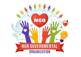 ngo o non governativo organizzazione vettore illustrazione per servire specifico sociale e politico esigenze nel piatto cartone animato sfondo