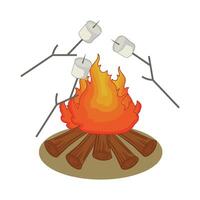 illustrazione di falò e marshmallows vettore