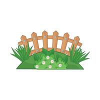 illustrazione di di legno recinto con erba vettore