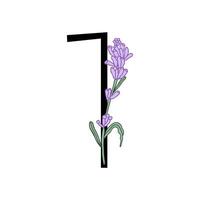 lavanda fiorire viola poco fiore alfabeto per design di carta o invito. vettore illustrazioni, isolato su bianca sfondo per estate floreale gesign