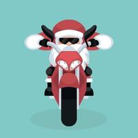 cartolina di natale di babbo natale in sella a una moto vettore