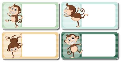 Design dell&#39;etichetta con simpatiche scimmie vettore