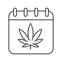 icona lineare della giornata nazionale dell'erbaccia. illustrazione di linea sottile. pagina del calendario con il simbolo del contorno della foglia di marijuana. disegno vettoriale isolato contorno