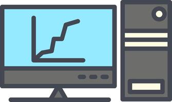 grafico linea schermo vettore icona