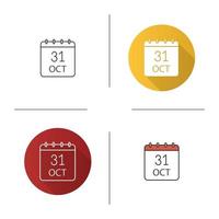 icona della data di halloween. design piatto, stili lineari e di colore. giornata mondiale del risparmio. trentuno ottobre. illustrazioni vettoriali isolate