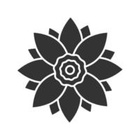 icona del glifo con fiore di loto. simbolo di sagoma. spazio negativo. illustrazione vettoriale isolato
