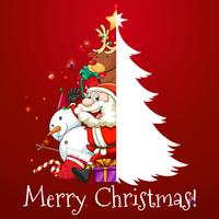Tema di Natale con Babbo Natale e albero vettore