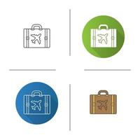 valigia bagaglio da viaggio icona. design piatto, stili lineari e di colore. illustrazioni vettoriali isolate