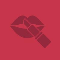 rossetto con l'icona del colore del glifo delle labbra della donna. simbolo di sagoma. spazio negativo. illustrazione vettoriale isolato