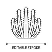 icona lineare di cactus a canne d'organo. pitahaya. pianta originaria dell'america. flora esotica tropicale. illustrazione di linea sottile. simbolo di contorno. disegno vettoriale isolato profilo. tratto modificabile