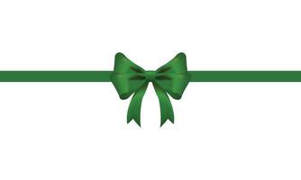 verde arco e orizzontale nastro realistico brillante raso con ombra per decorare il tuo Natale carta o sito web vettore eps10 isolato su bianca sfondo.