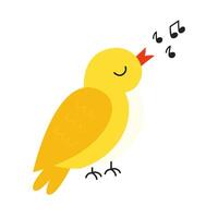 vettore illustrazione di giallo uccello cantando isolato su bianca sfondo.