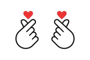 dito cuore icona. coreano amore cartello. mano con amore icona vettore illustrazione