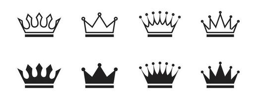 set di icone di corona. collezione di simboli della corona. illustrazione vettoriale