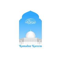 Ramadan kareem con al aqsa moschea nel bianca sfondo vettore
