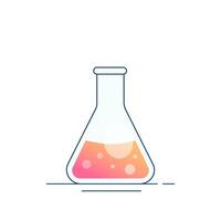 bicchiere a fondo piatto conico chimico borraccia con reagente. moderno piatto design per chimica, biotecnologia, biologia vettore