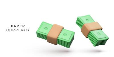 3d realistico carta moneta concetto fascio di i soldi. vettore illustrazione.