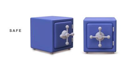 3d realistico Due blu casseforti isolato su bianca sfondo. vettore illustrazione.