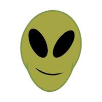 mano disegnato verde alieno viso icona vettore