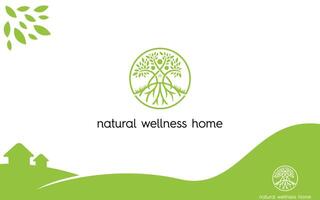 benessere naturale albero logo vettore