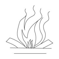 continuo linea disegno di fuoco fiamma lineare icona vettore illustrazione