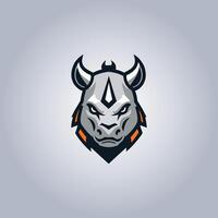 logo rinoceronte cyberpunk design bestia vettore