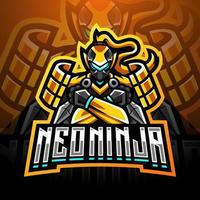 design del logo della mascotte esport neo ninja vettore