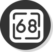 sessanta otto glifo grigio cerchio icona vettore