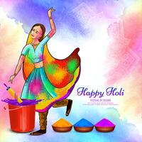 bellissimo contento holi indiano Festival celebrazione colorato carta design vettore