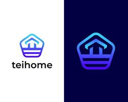 moderno colorato casa con freccia icona moderno attività commerciale e App logo design modello vettore