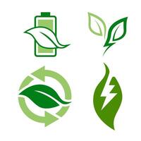 verde ecologia icona, logo impostare. Salva verde o Salva energia logo vettore collezione.