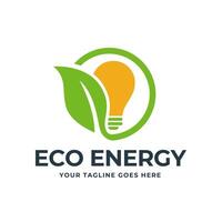 eco leggero lampadina natura logo vettore piatto design. energia Salvataggio lampada simbolo.