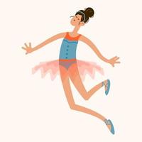 ballerina che balla in un costume da tutu di balletto. illustrazione vettoriale disegnata a mano in stile piatto cartone animato.