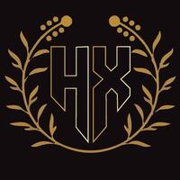 hx lettera il branding logo design con un' foglia vettore