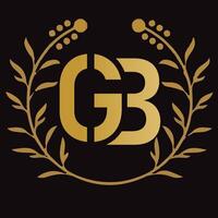 gb lettera il branding logo design con un' foglia vettore