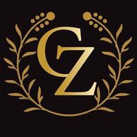 gz lettera il branding logo design con un' foglia vettore