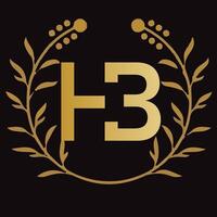 hb lettera il branding logo design con un' foglia vettore