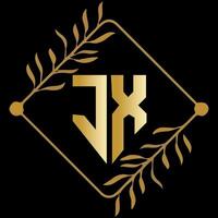 jx lettera il branding logo design con un' foglia vettore