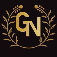 gn lettera il branding logo design con un' foglia vettore