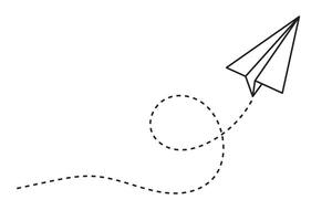 carta aereo con tratteggiata linea viaggio e itinerario simbolo nel linea stile, origami carta aereo, nero lineare carta aereo icona. vettore