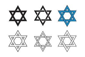 stella di david simbolo. ebraico israeliano religioso simbolo. giudaismo cartello. vettore icona schema illustrazione nel diverso stile.