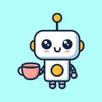 carino semplice robot icona con caffè vettore