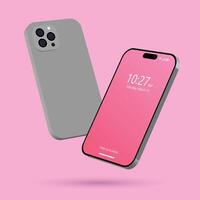 3d indietro e davanti Visualizza smartphone prototipi. cellulare telaio con rosa colore schermo isolato modelli. 3d mobile Telefono dispositivo. vettore