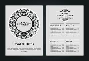 layout del menu con elementi ornamentali vettore