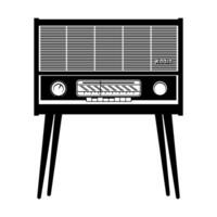 Vintage ▾ Radio ricevitore silhouette. vettore clipart isolato su bianca.