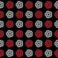 margherita fiore senza soluzione di continuità modello. bianca e rosso fiore su nero sfondo. piatto illustrazione immagini vettore