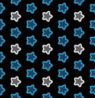 blu e bianca stelle senza soluzione di continuità modello su nero sfondo vettore
