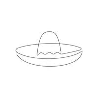 sombrero disegnato nel uno continuo linea. uno linea disegno, minimalismo. vettore illustrazione.