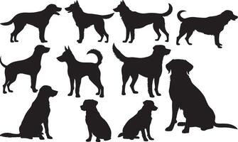 impostato di un' cane silhouette vettore illustrazione